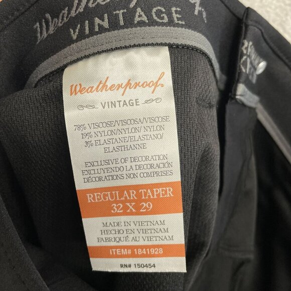 NEW Weatherproof Vintage Hybrid Tech Pants Men's 32x29 Black Regular Taper - Picture 6 of 8